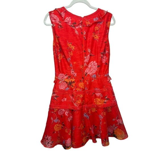Finders Keepers Flicker Coral Red Floral Print Mini Dress Sz. M - Picture 5 of 8